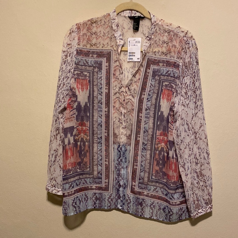 H&M Sheer Blouse Southwest Style